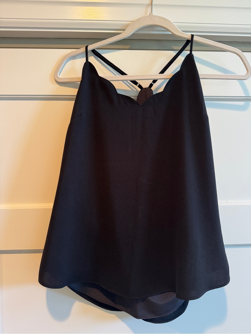 J. Crew Black Scallop-Neck Strappy Cami